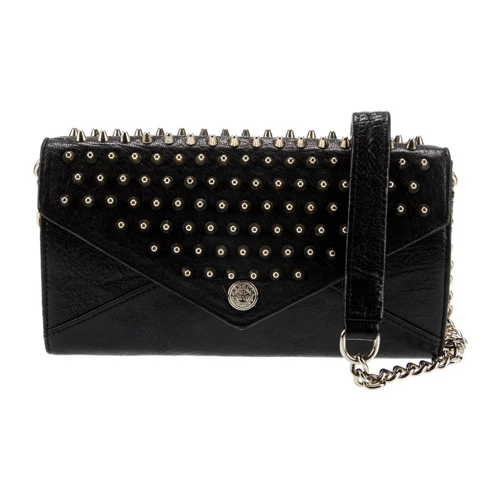 Rebecca Minkoff Black Leather Clutch with Chain Strap